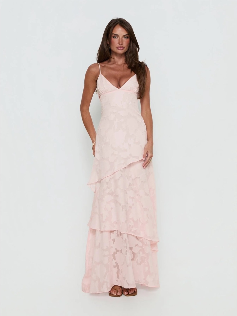 Princess Polly Lyricah Tiered Tie Back Maxi Dress Pink